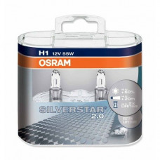 Комплект галогенных ламп Osram Silverstar 2.0 64150SV2-HCB-DUO H1 12V 55W P14.5s Hard DuoPET